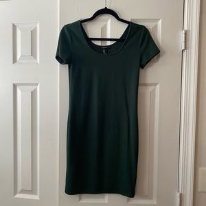 Dark Green Ribbed T-shirt Dress
